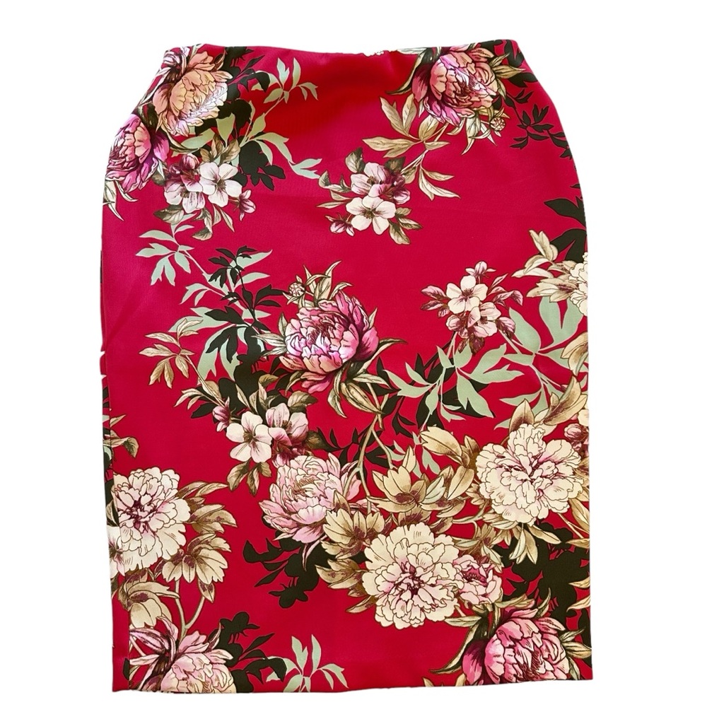 NWT New York & Company Scuba Pink Floral Print Knee Length Pencil Skirt 🔥🔥🔥